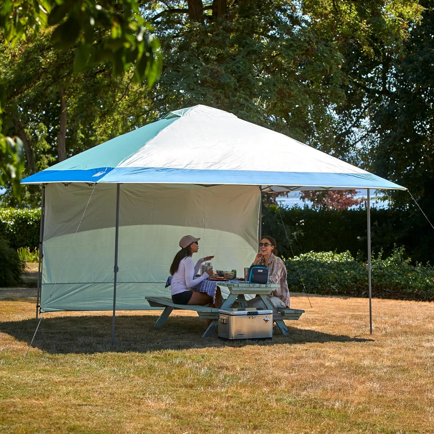 Coleman Oasis Instant Pop-Up Canopy Tent with Side Wall Attachment, 10x10ft Portable Shelter with Simple Setup & Takedown, Wheeled Carry Bag Included