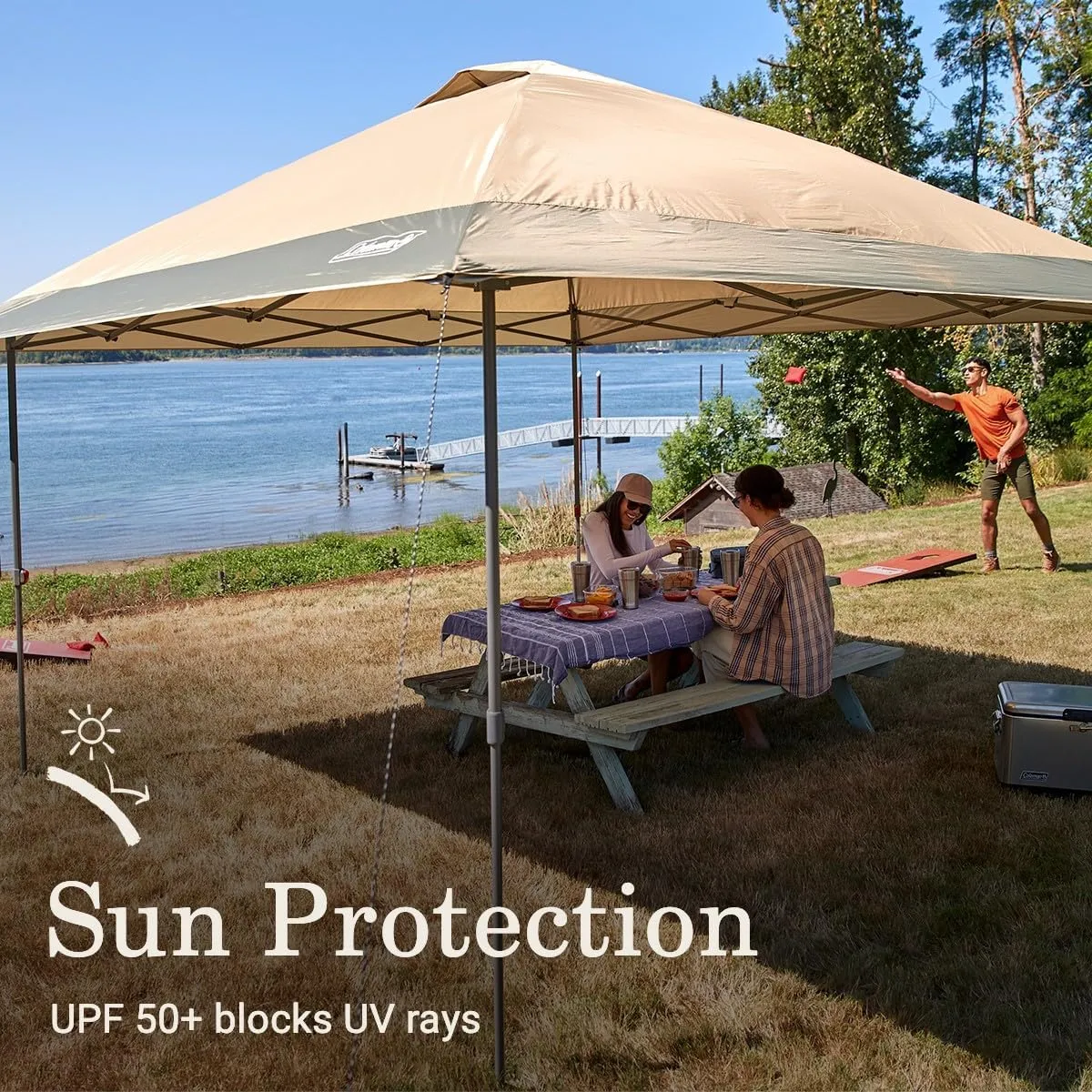 Coleman Oasis Instant Pop-Up Canopy Tent with Side Wall Attachment, 10x10ft Portable Shelter with Simple Setup & Takedown, Wheeled Carry Bag Included