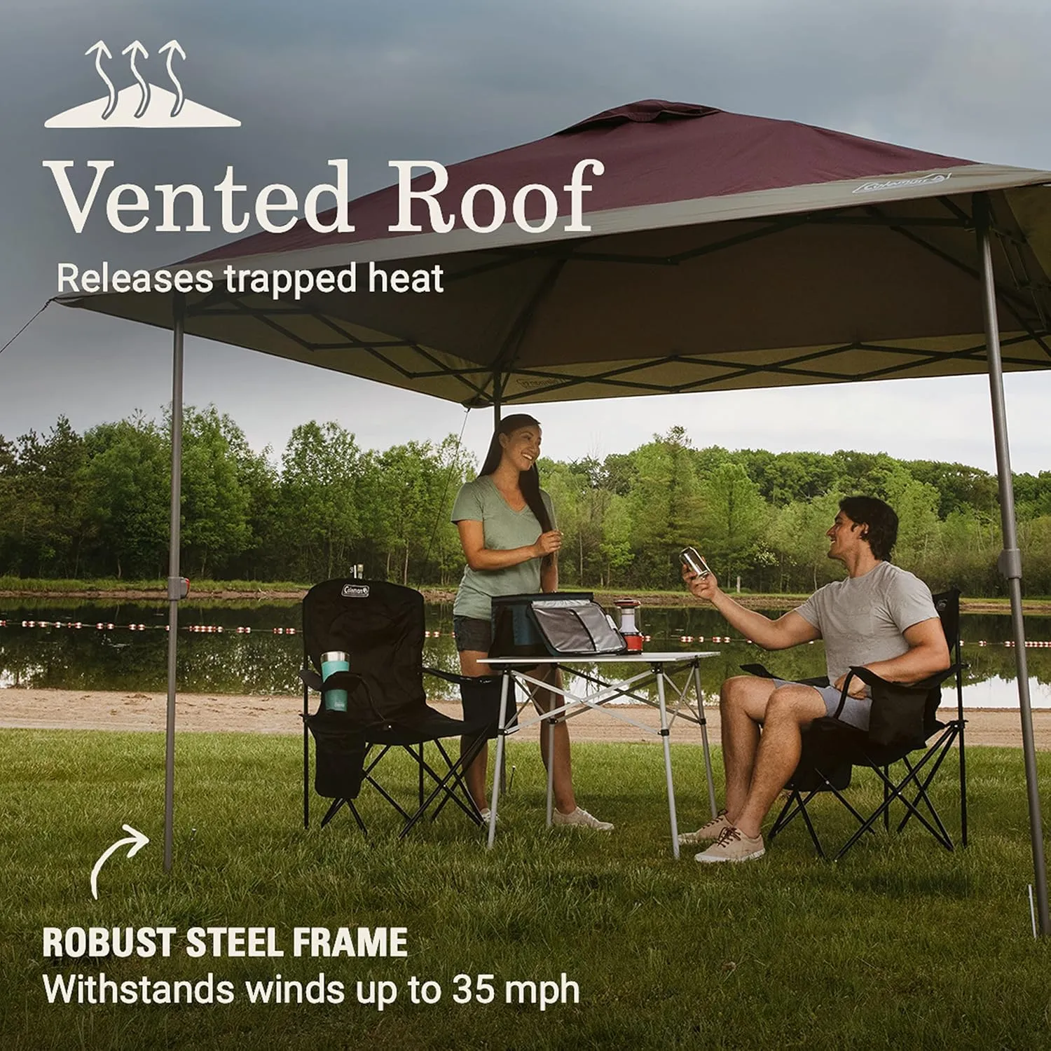 Coleman Oasis Instant Pop-Up Canopy Tent with Side Wall Attachment, 10x10ft Portable Shelter with Simple Setup & Takedown, Wheeled Carry Bag Included