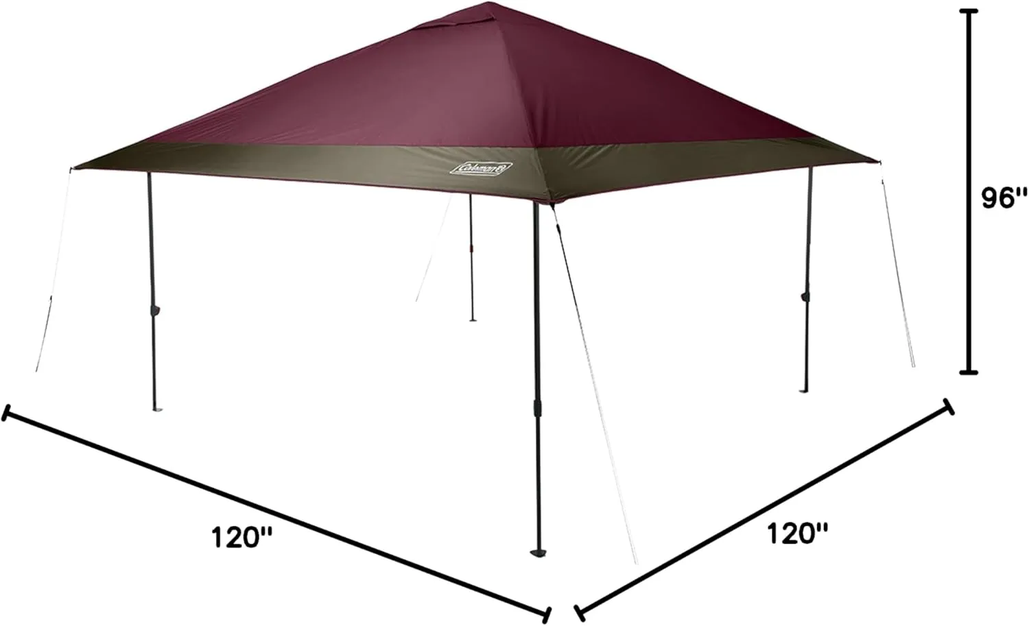 Coleman Oasis Instant Pop-Up Canopy Tent with Side Wall Attachment, 10x10ft Portable Shelter with Simple Setup & Takedown, Wheeled Carry Bag Included