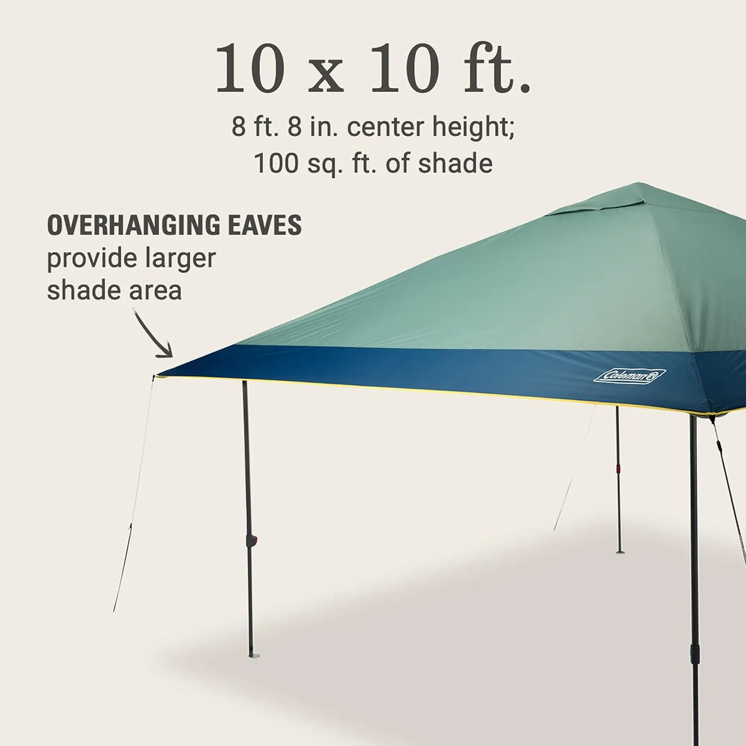 Coleman Oasis Instant Pop-Up Canopy Tent with Side Wall Attachment, 10x10ft Portable Shelter with Simple Setup & Takedown, Wheeled Carry Bag Included
