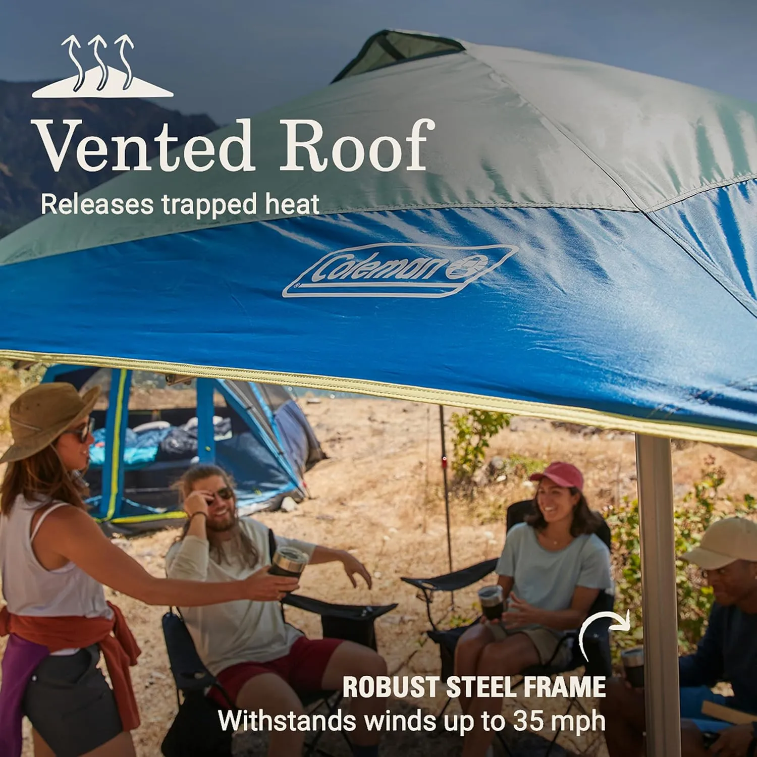 Coleman Oasis Instant Pop-Up Canopy Tent with Side Wall Attachment, 10x10ft Portable Shelter with Simple Setup & Takedown, Wheeled Carry Bag Included