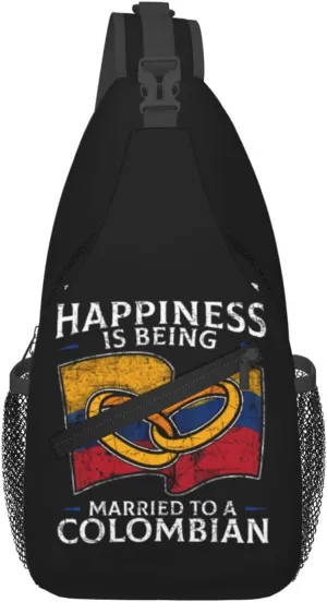 Colombia Marriage Colombian Married Flag Culture Crossbody Bag Cross Chest Bag Adjustable Sling Backpack Sports Gym Shoulder Bags Travel Cycling Daypack Diagonally Casual Rucksack