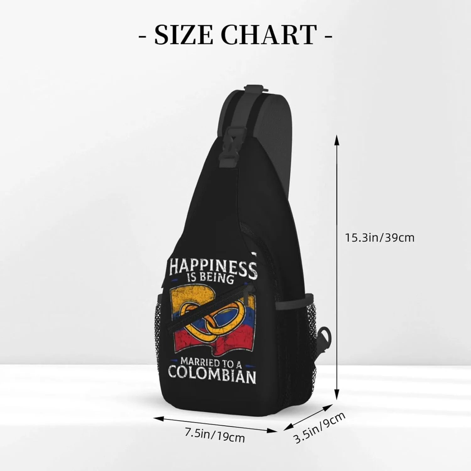 Colombia Marriage Colombian Married Flag Culture Crossbody Bag Cross Chest Bag Adjustable Sling Backpack Sports Gym Shoulder Bags Travel Cycling Daypack Diagonally Casual Rucksack