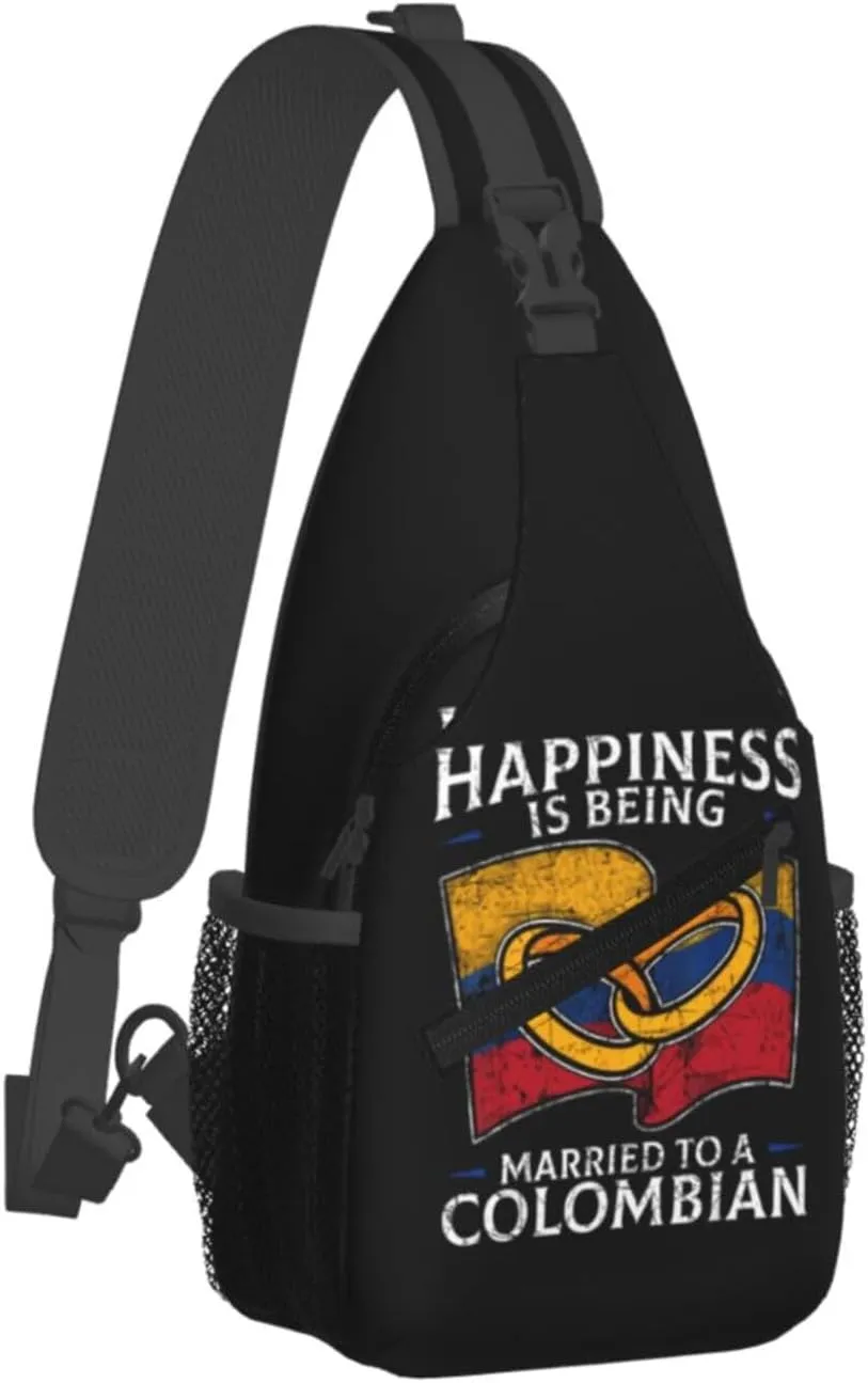 Colombia Marriage Colombian Married Flag Culture Crossbody Bag Cross Chest Bag Adjustable Sling Backpack Sports Gym Shoulder Bags Travel Cycling Daypack Diagonally Casual Rucksack