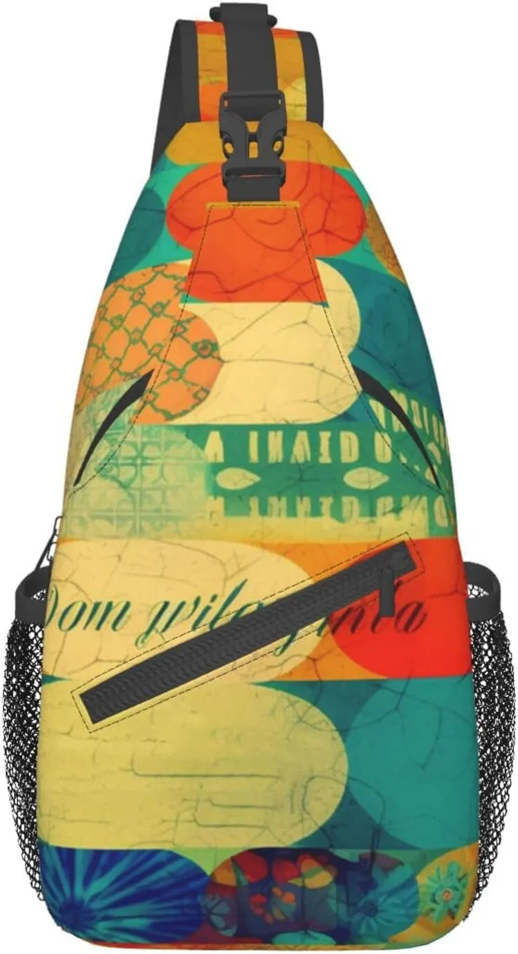 Color collage pictures Print Unisex Chest Bags Crossbody Sling Backpack Lightweight Daypack for Travel Hiking