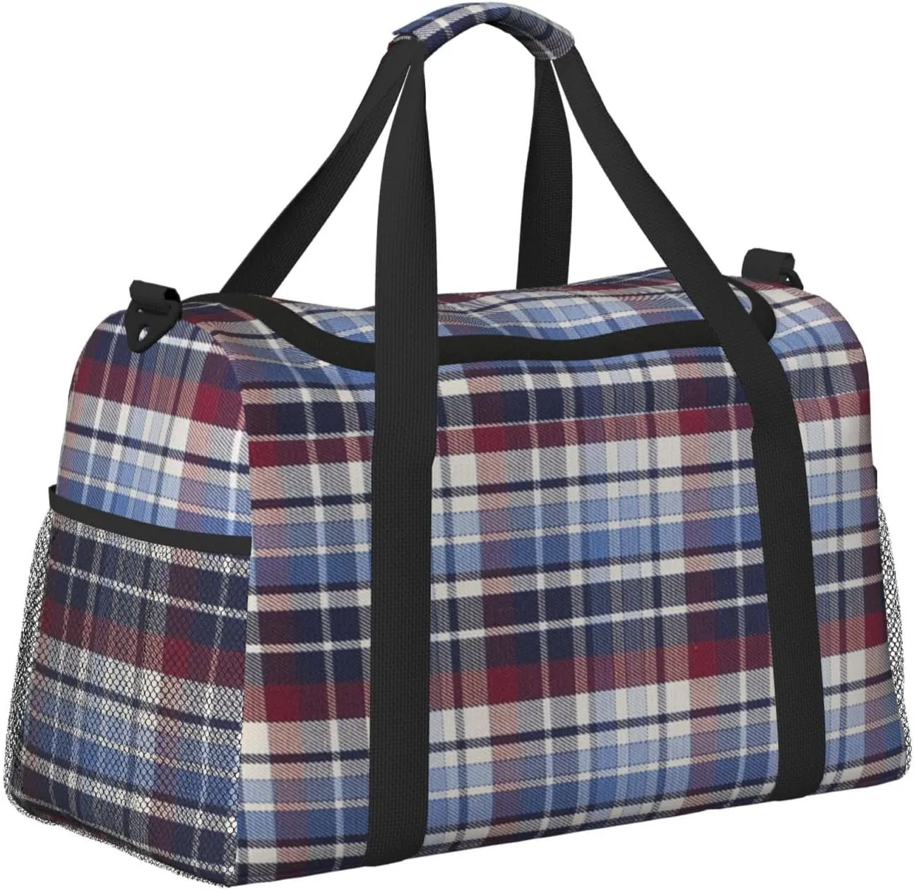 Color Grid Thin Line Travel Duffel Bag Large Foldable Waterproof Overnight Bag For Beach Swim Bags Pool Sports Gym