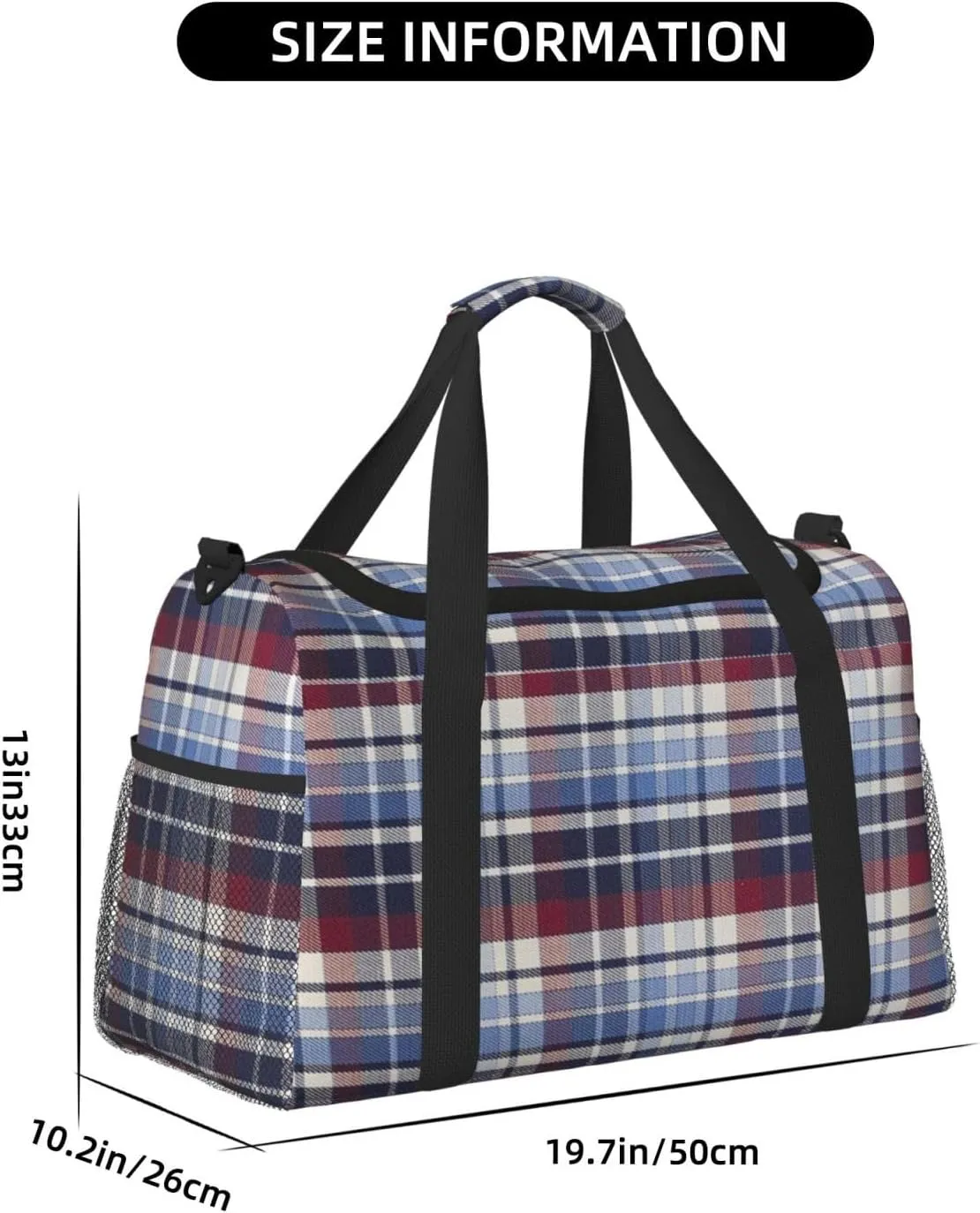 Color Grid Thin Line Travel Duffel Bag Large Foldable Waterproof Overnight Bag For Beach Swim Bags Pool Sports Gym