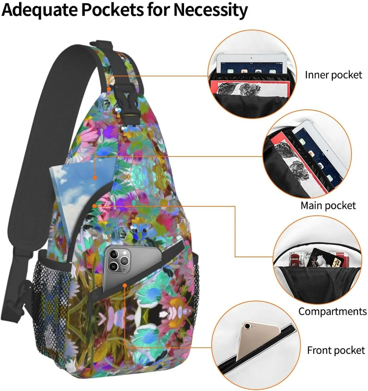 Color Octopus Crossbody Bag Chest Shoulder Bag Small Casual Backpack Suitable For Women Men Hiking