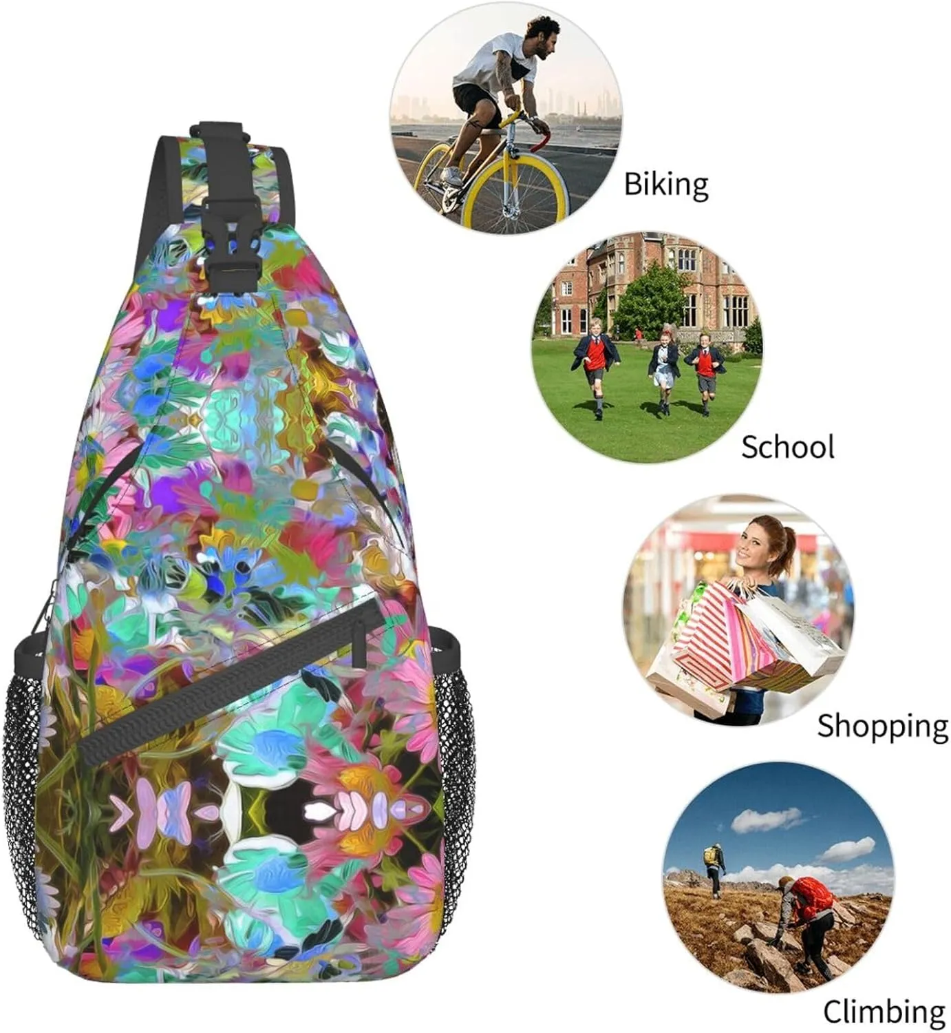 Color Octopus Crossbody Bag Chest Shoulder Bag Small Casual Backpack Suitable For Women Men Hiking