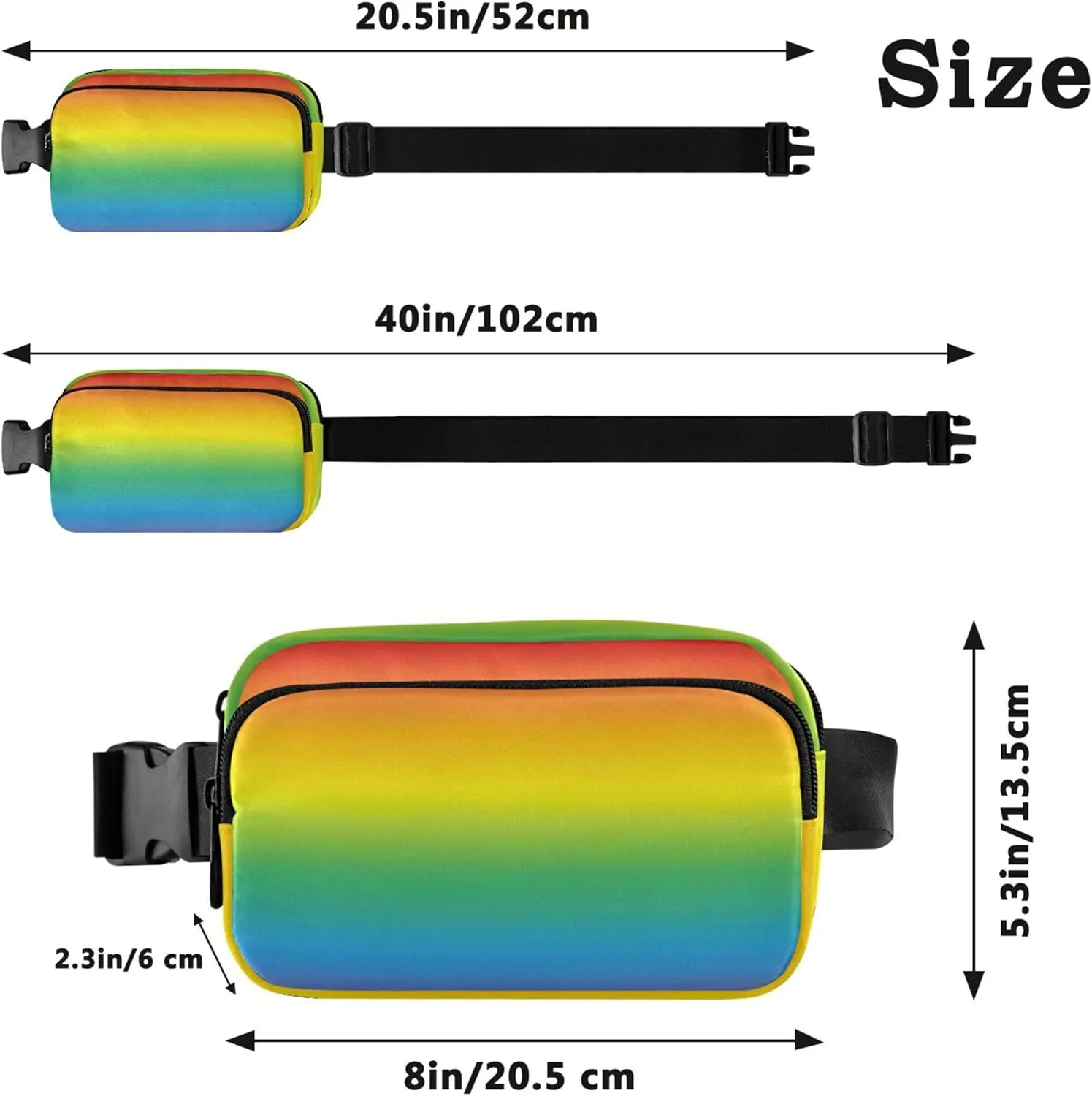 Colorful Abstract Bright Rainbow Colors Fanny Pack for Women Hip Pouch Belt Bag Waterproof Bright Color Crossbody Waist Bag