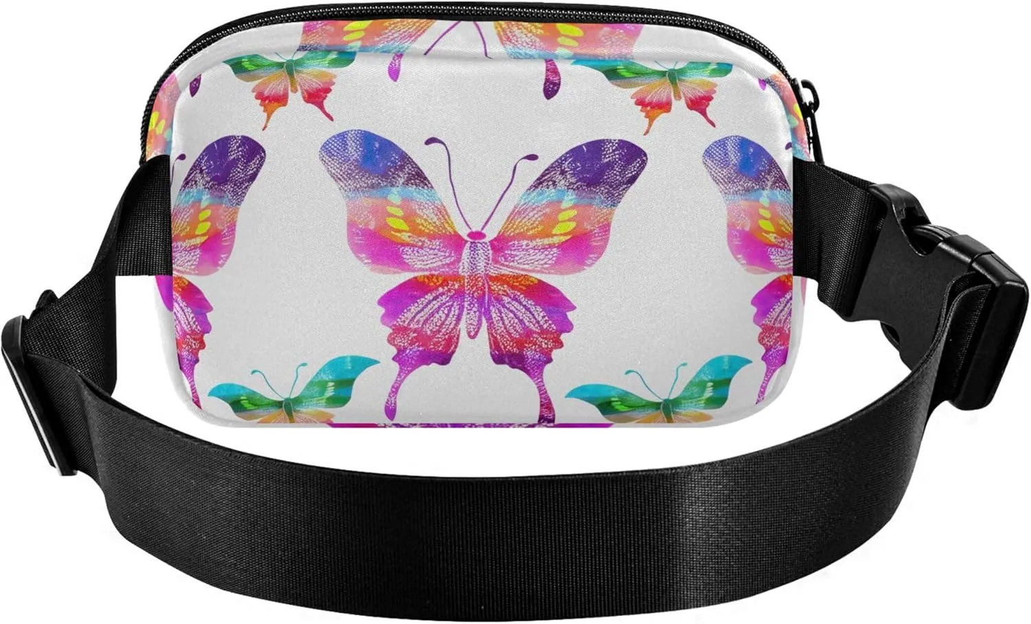 Colorful Butterflies Women Fanny Pack Waterproof Belt Bags Hip Pack Cartoon Cross Body Waist Pack
