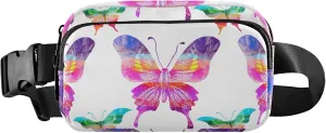 Colorful Butterflies Women Fanny Pack Waterproof Belt Bags Hip Pack Cartoon Cross Body Waist Pack