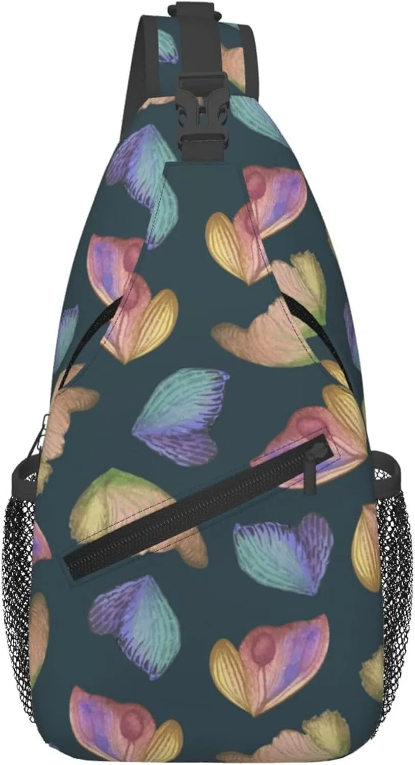 Colorful Butterfly Pattern Sling Backpack Crossbody Bag, Chest Bag Daypack for Outdoors Hiking Traveling