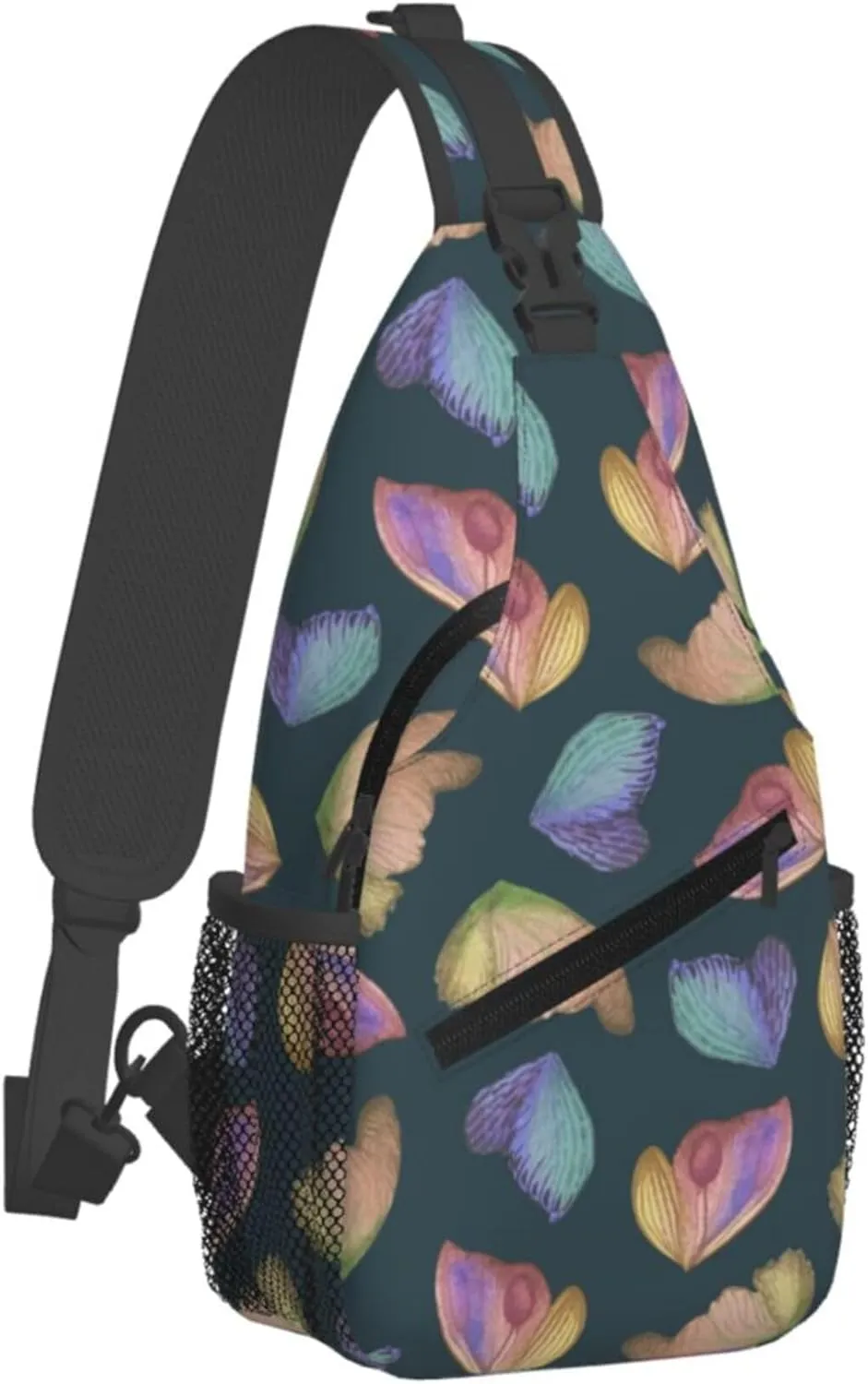 Colorful Butterfly Pattern Sling Backpack Crossbody Bag, Chest Bag Daypack for Outdoors Hiking Traveling