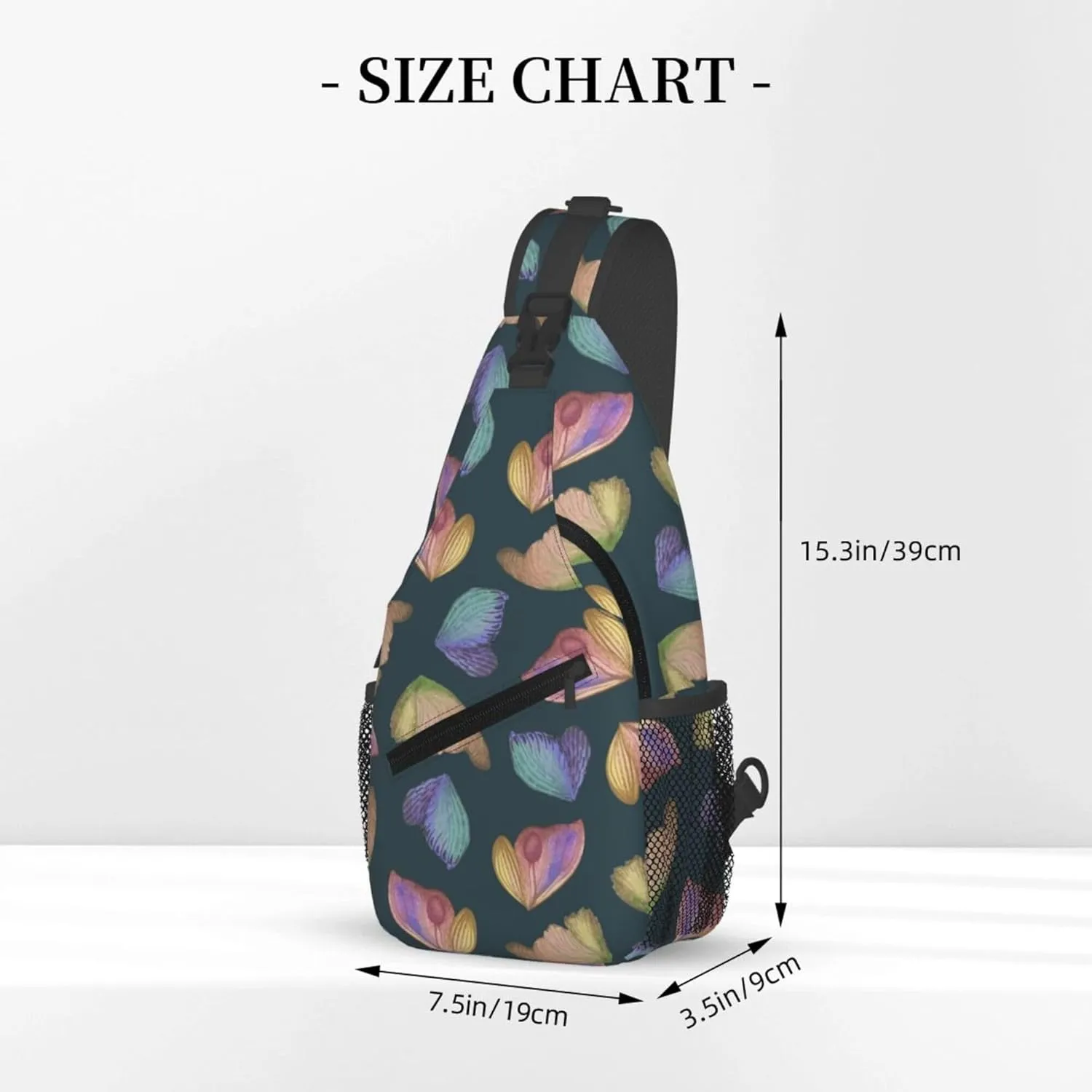 Colorful Butterfly Pattern Sling Backpack Crossbody Bag, Chest Bag Daypack for Outdoors Hiking Traveling