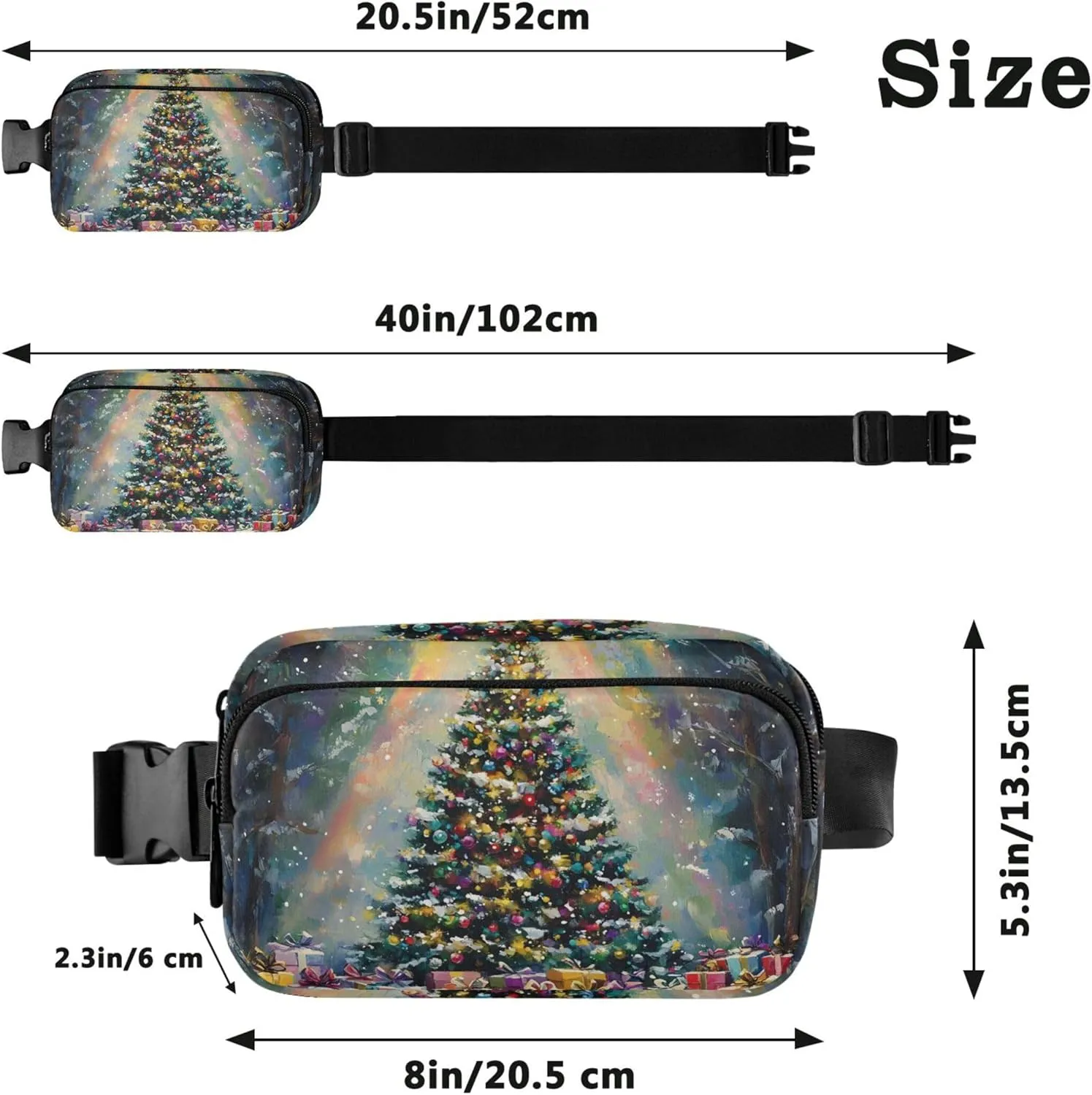 Colorful Christmas Tree Gifts Womens Fanny Pack Waterproof Everywhere Belt Bag Cute Cross Body Waist Pack