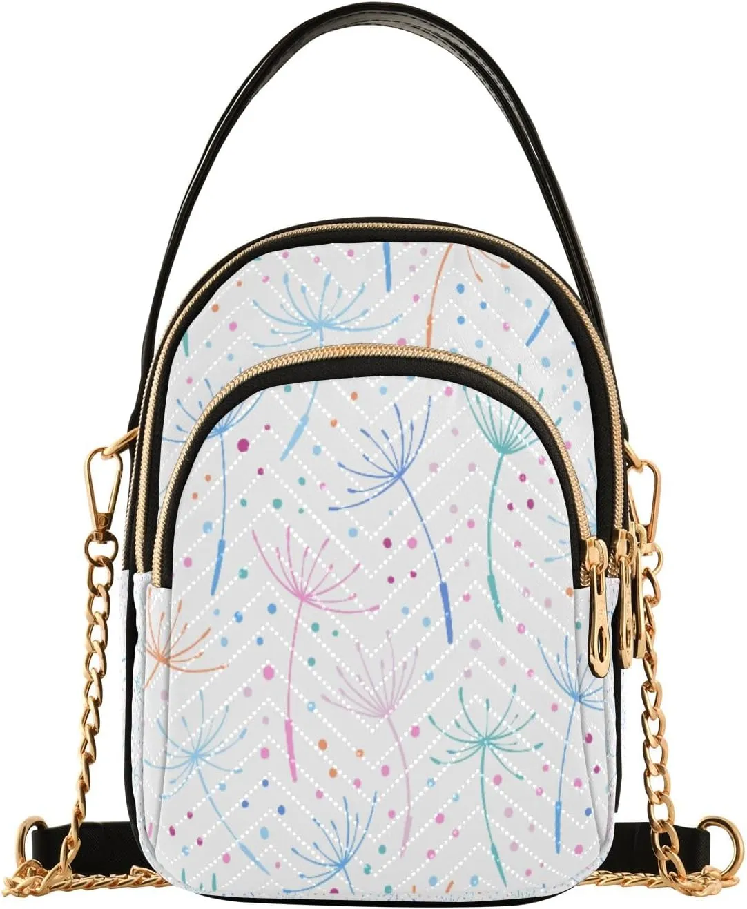 Colorful Dandelion Crossbody Handbags for Women Casual Leather Shoulder Phone Purse