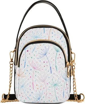 Colorful Dandelion Crossbody Handbags for Women Casual Leather Shoulder Phone Purse