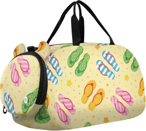 Colorful Flip Flops on Sandy Beach Duffel Bags for Boys Small Gym Bags for Teens Dance Bag for Girls