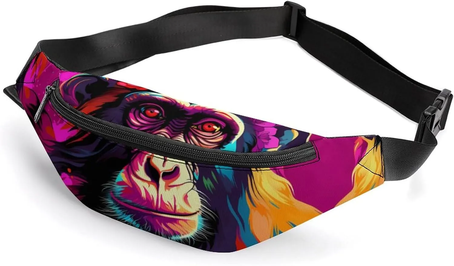 Colorful Garland Gorilla Belt Bag Waist Bag Pouch with Adjustable Strap Crossbody Bag for Women Men