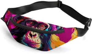 Colorful Garland Gorilla Belt Bag Waist Bag Pouch with Adjustable Strap Crossbody Bag for Women Men
