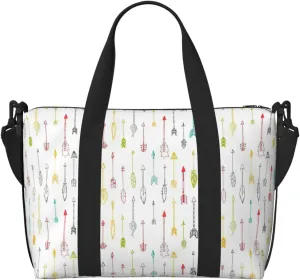Colorful Hand Drawn Art with Boho Style Arrows print Handbag Oxford shoulder bag casual shoulder bag weekend bag large capacity storage bag