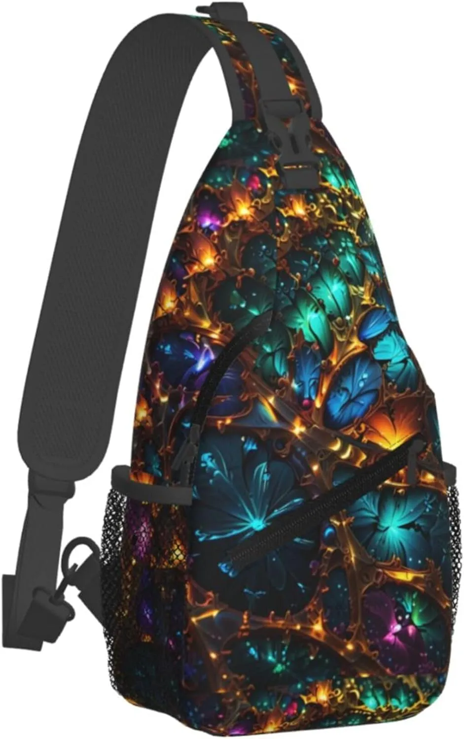 Colorful Mandala Pattern Sling Backpack Crossbody Bag, Chest Bag Daypack for Outdoors Hiking Traveling