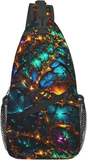 Colorful Mandala Pattern Sling Backpack Crossbody Bag, Chest Bag Daypack for Outdoors Hiking Traveling