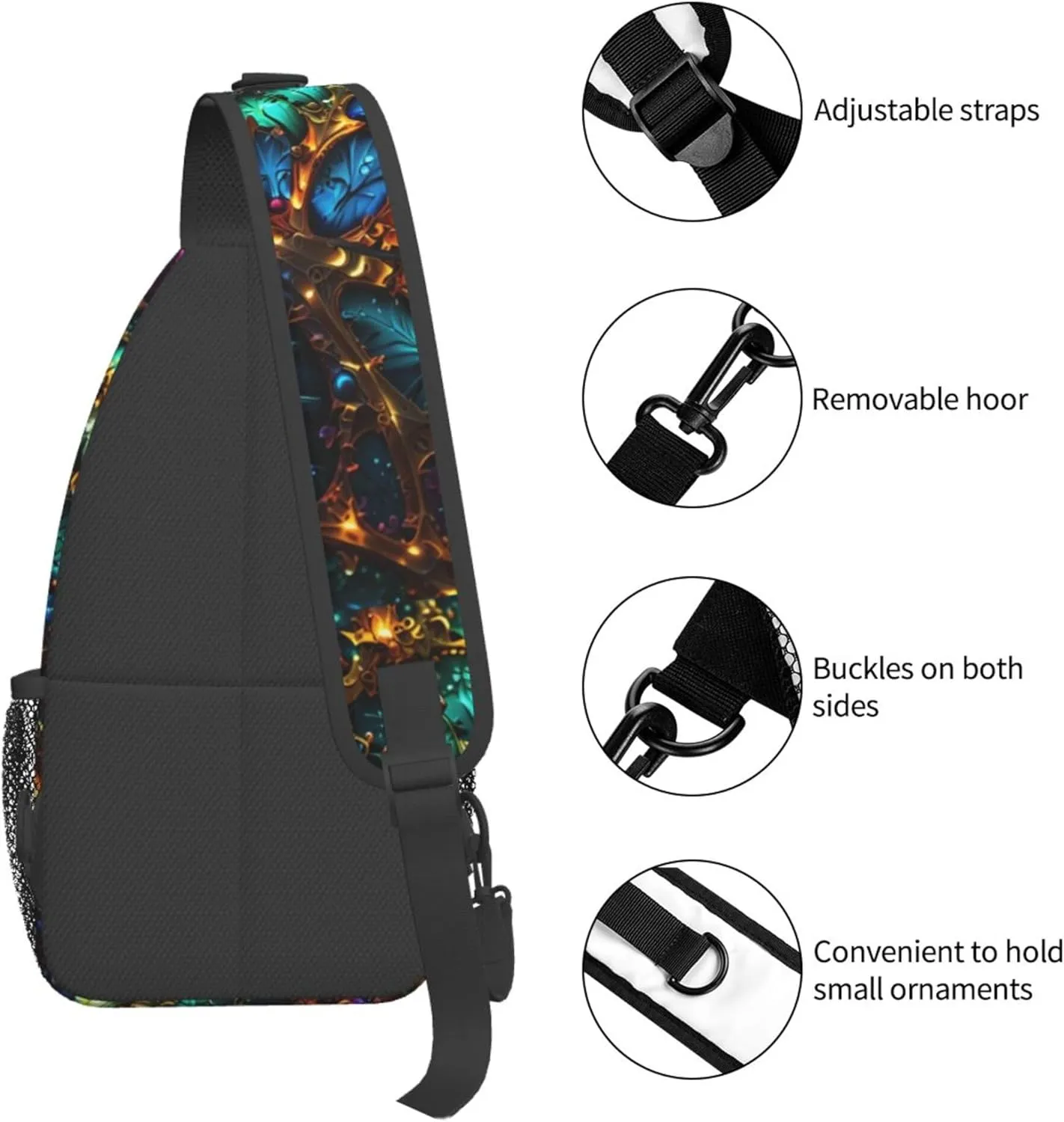Colorful Mandala Pattern Sling Backpack Crossbody Bag, Chest Bag Daypack for Outdoors Hiking Traveling