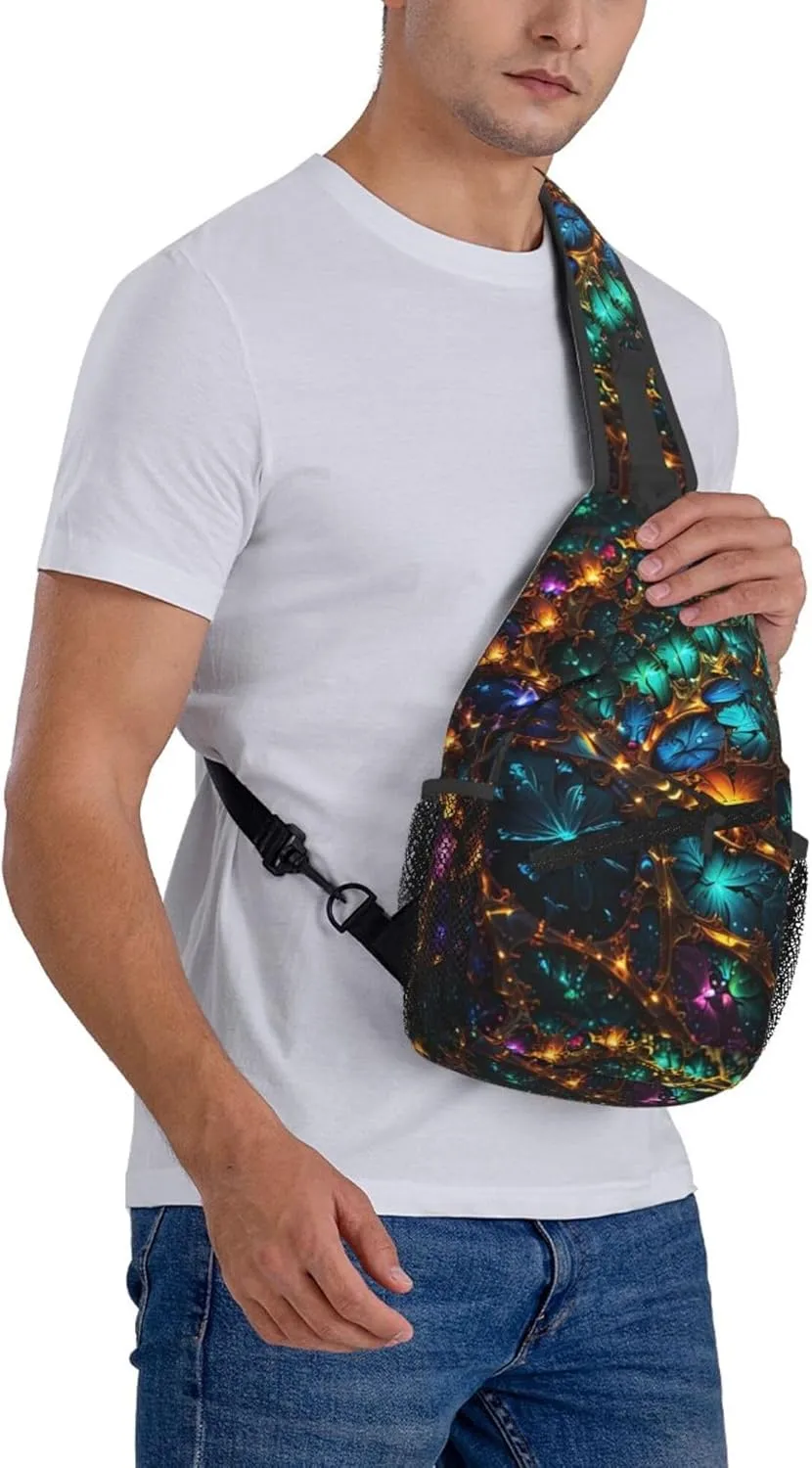 Colorful Mandala Pattern Sling Backpack Crossbody Bag, Chest Bag Daypack for Outdoors Hiking Traveling