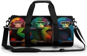 Colorful Monkeys Novelty Large Duffel Bag Lightweight Gym Bag Travel Tote Bags