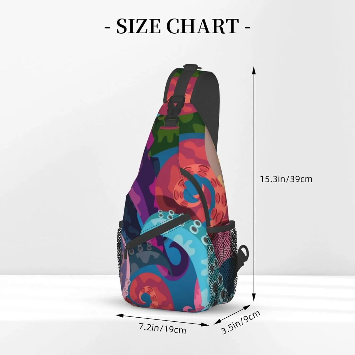 Colorful Octopus Tentacles Sling Bag for Women Mens Crossbody Sling Backpack Cycling Hiking Daypack Shoulder Chest Bag with Adjustable Strap