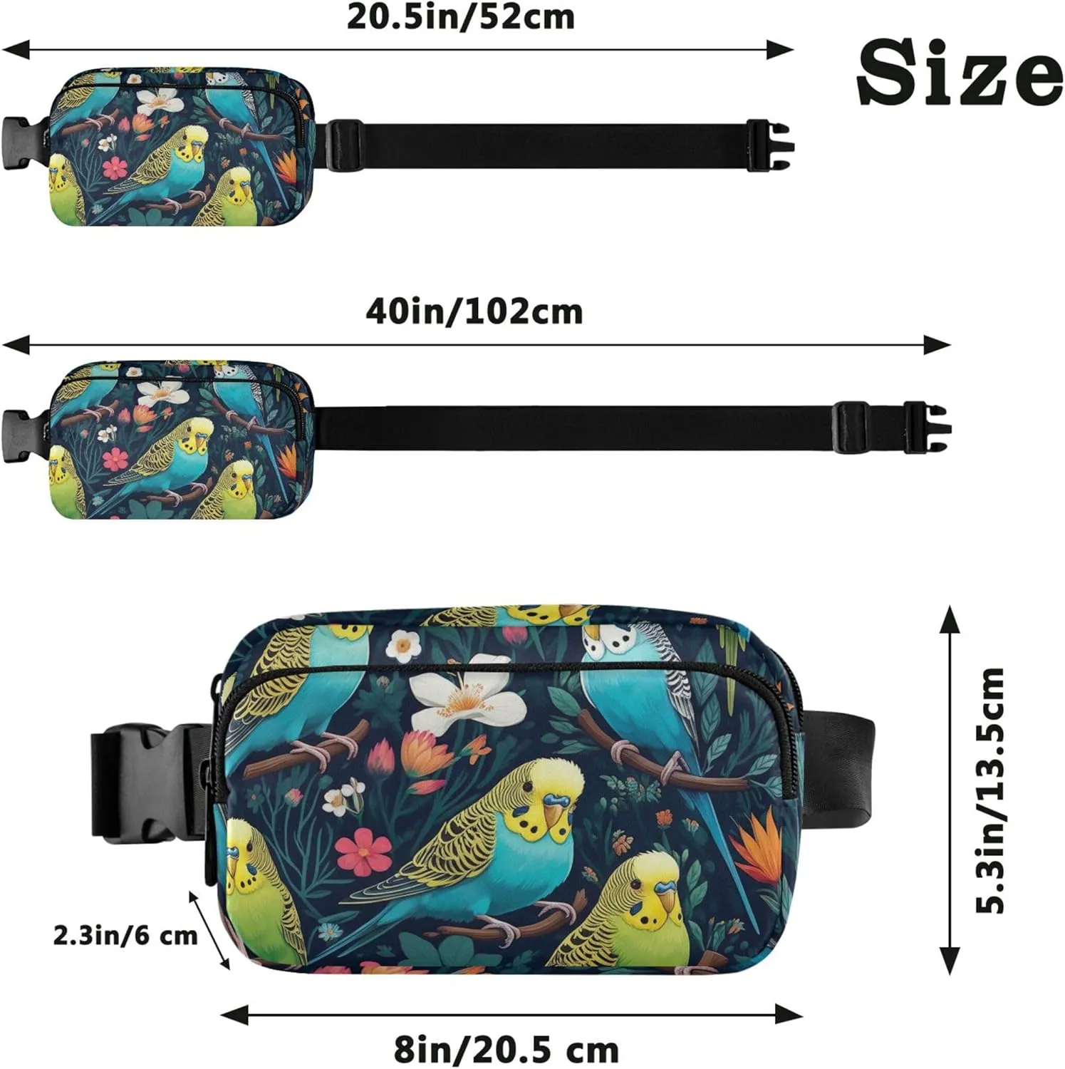 Colorful Parrot Bird Fanny Pack for Women Waterproof Hip Pack Belt Bag Cute Waist Pouches for Men