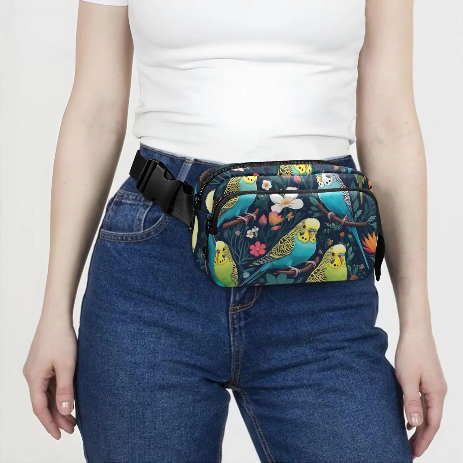 Colorful Parrot Bird Fanny Pack for Women Waterproof Hip Pack Belt Bag Cute Waist Pouches for Men