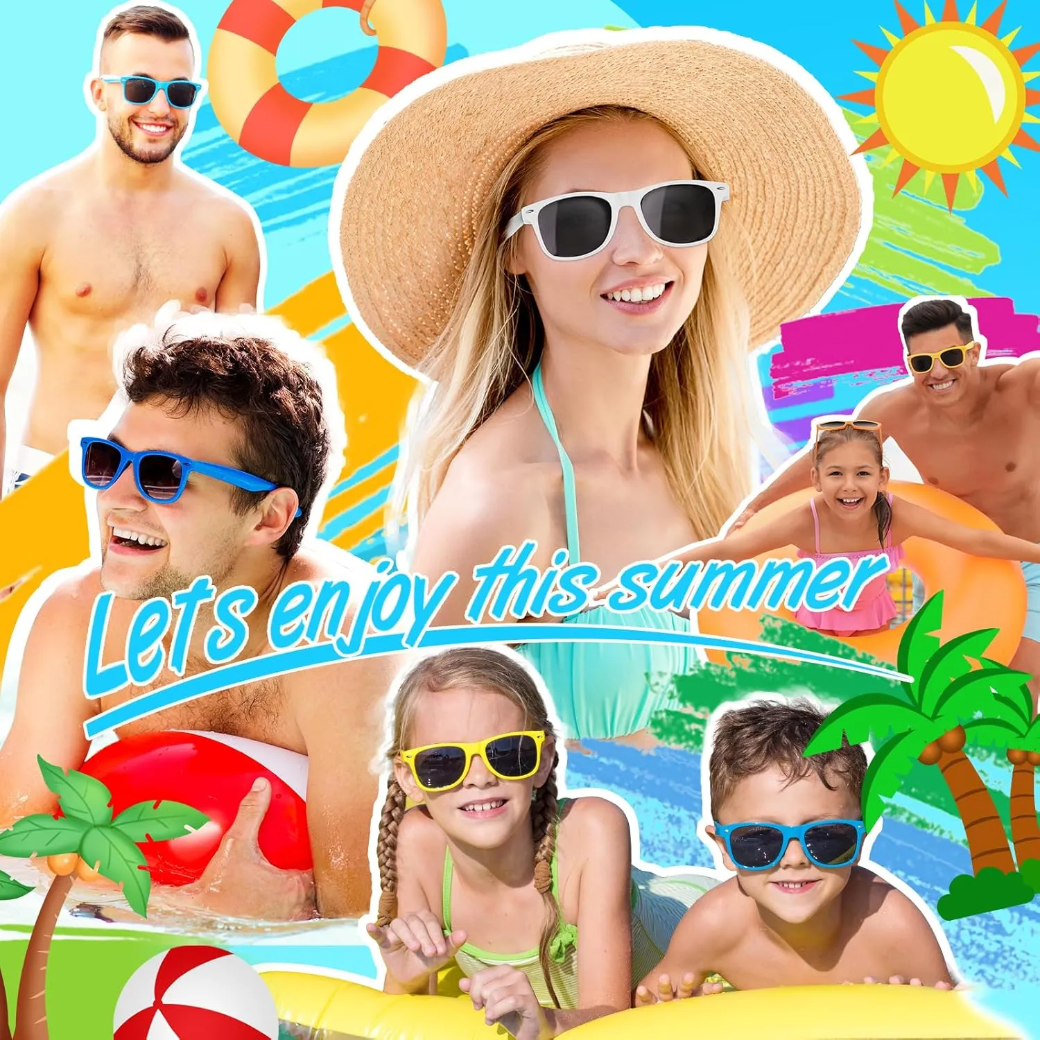 Colorful Party Sunglasses Bulk 20 Packs for Wedding Beach Summer Pool Party Supplies Goodie Bags Stuffers