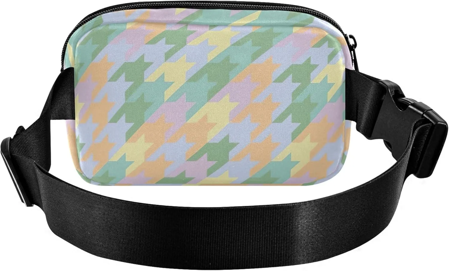 Colorful Pastel Houndstooth Fanny Packs Women Waterproof Hip Pack Belt Pouch Festival Travel Waist Bag
