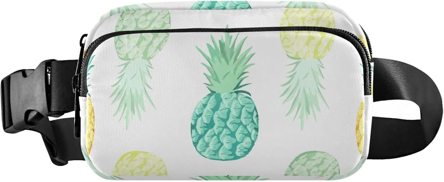 Colorful Pineapples Tropical Teal Fanny Packs for Women Cartoon Anti Theft Belt Bag Waterproof Crossbody Waist Pack