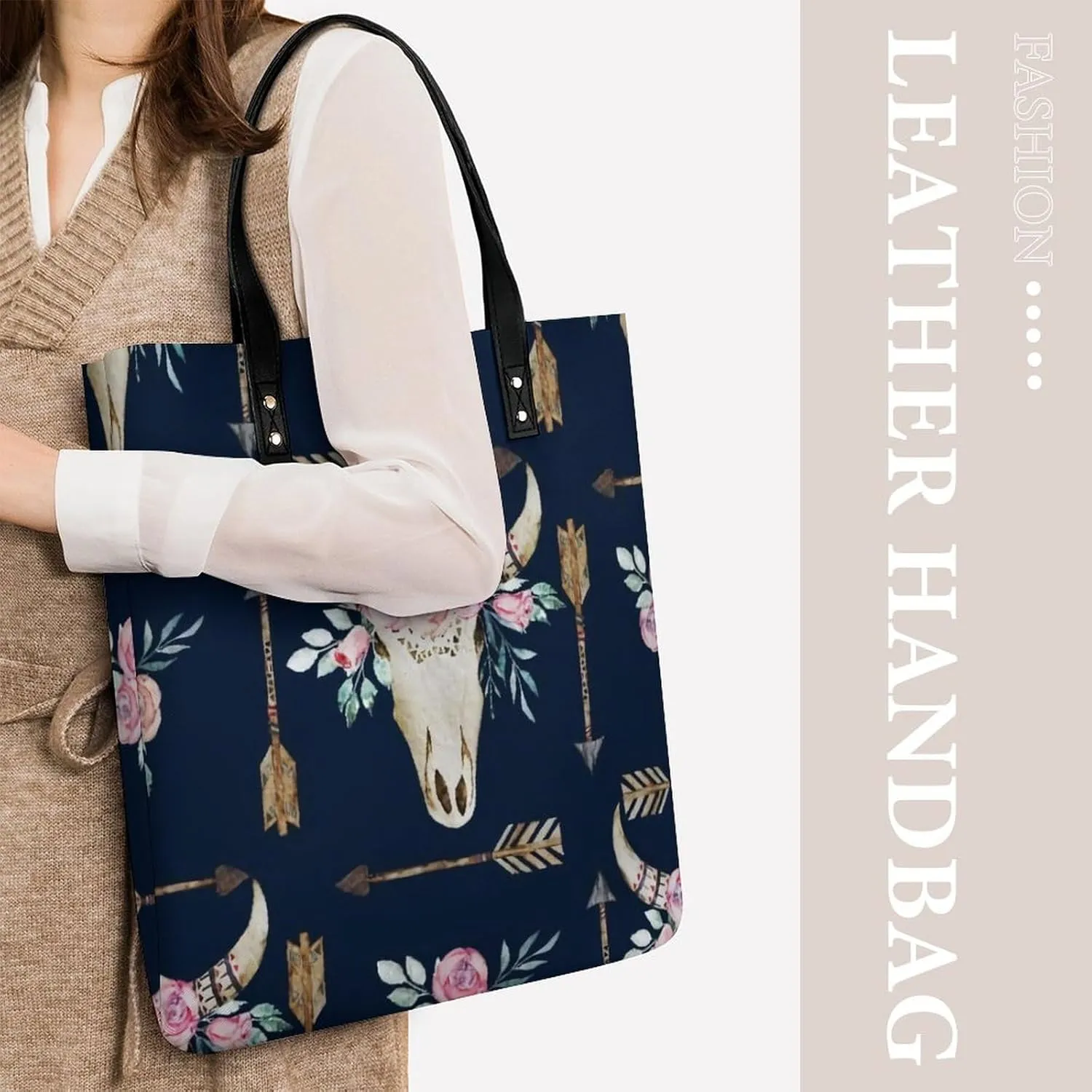 Colorful Print Fashionable All Printed Leather Handbag Unisex