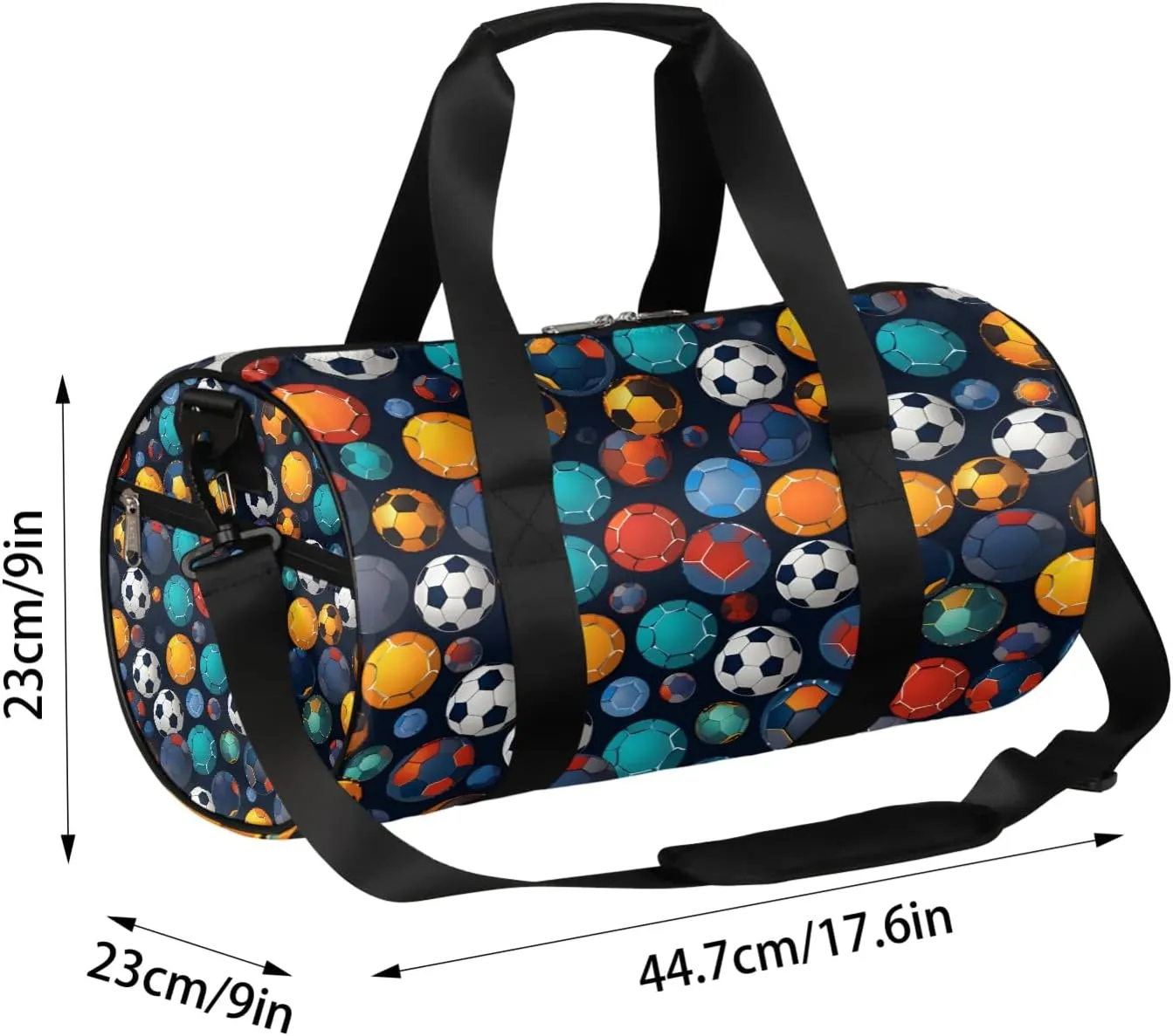 Colorful Soccer Ball Travel Duffle Bag Gym Bag for Women Men Lightweight Carry on Duffel Bag for Sports Gyms Weekend Getaway
