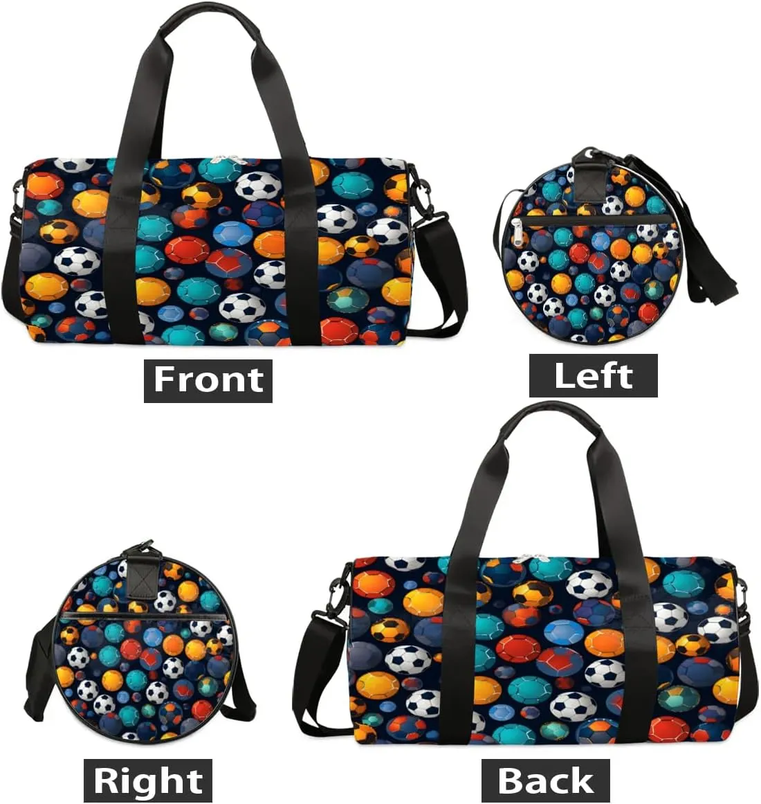 Colorful Soccer Ball Travel Duffle Bag Gym Bag for Women Men Lightweight Carry on Duffel Bag for Sports Gyms Weekend Getaway