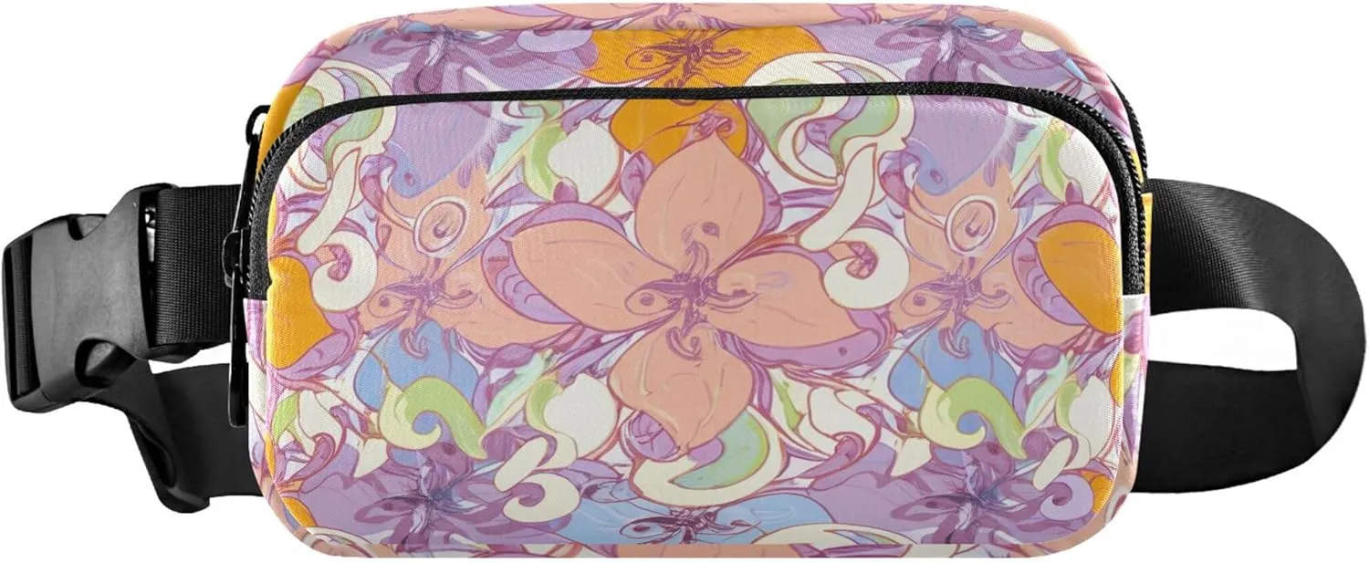 Colorful Spring Flower Waterproof Womens Fanny Pack Belt Bag Hip Pack Funky Crossbody Waist Bag