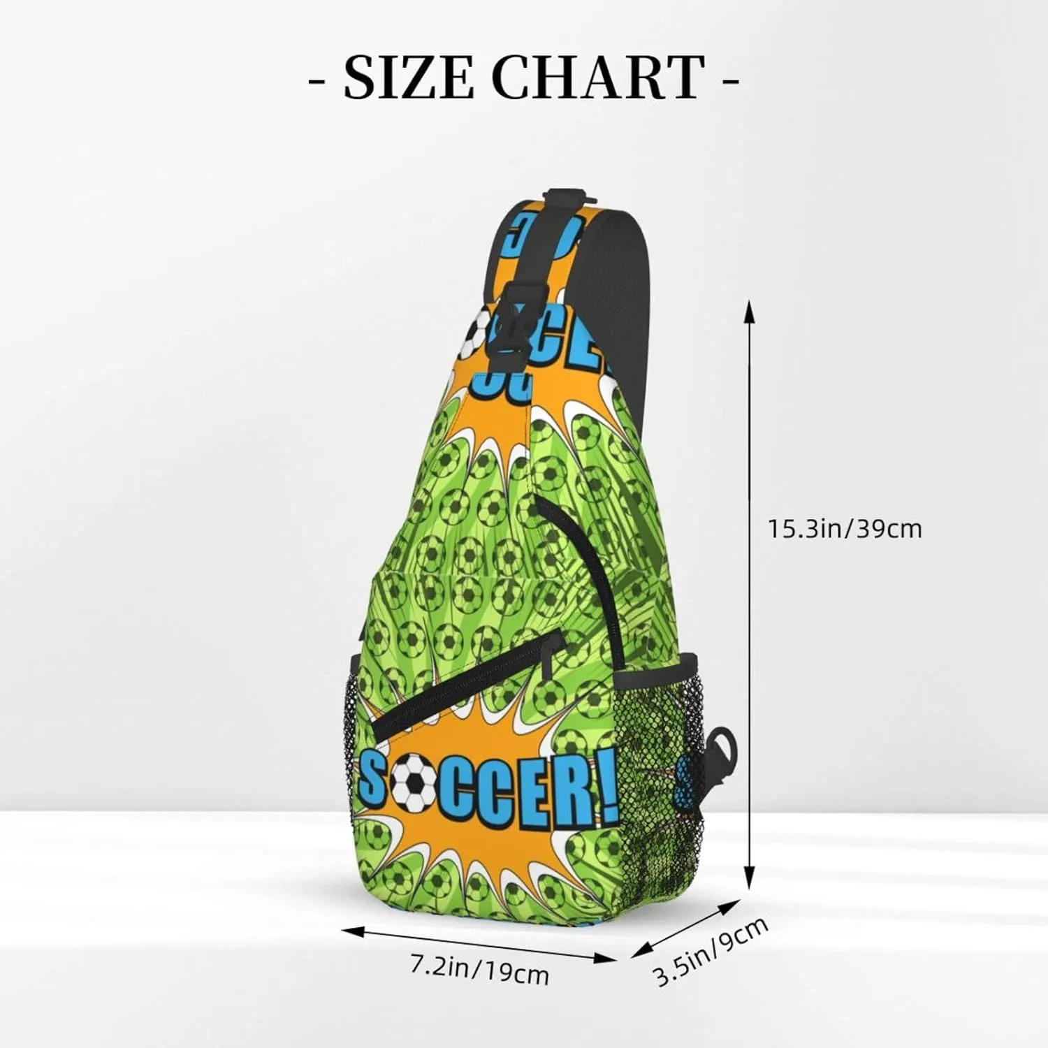 Comic Sport Football Bright Green Chest Sling Bag Crossbody Shoulder Backpack Bag Gym Cycling Daypack Travel Hiking Cross Bag