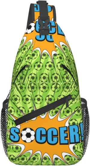 Comic Sport Football Bright Green Chest Sling Bag Crossbody Shoulder Backpack Bag Gym Cycling Daypack Travel Hiking Cross Bag