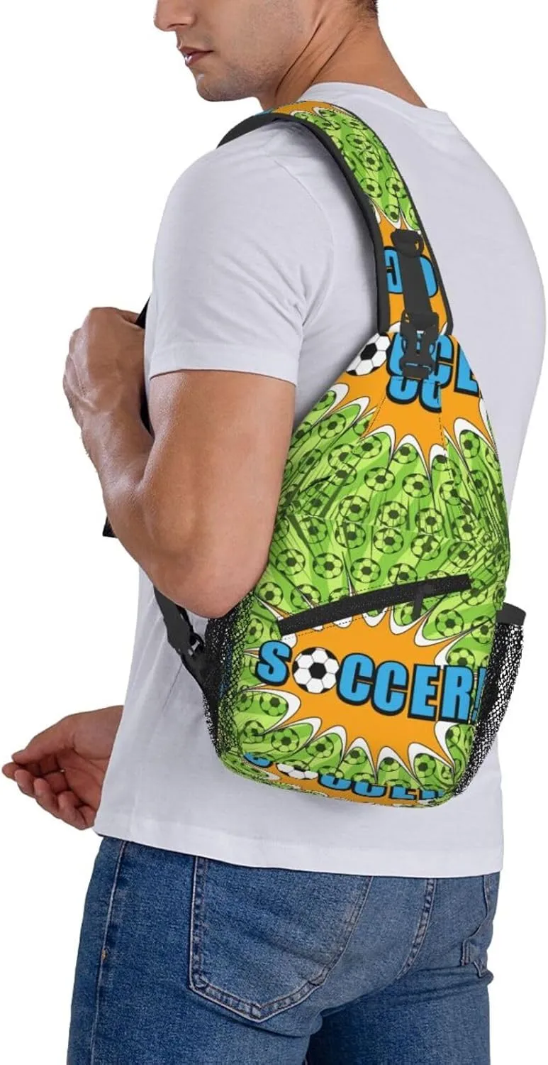 Comic Sport Football Bright Green Chest Sling Bag Crossbody Shoulder Backpack Bag Gym Cycling Daypack Travel Hiking Cross Bag