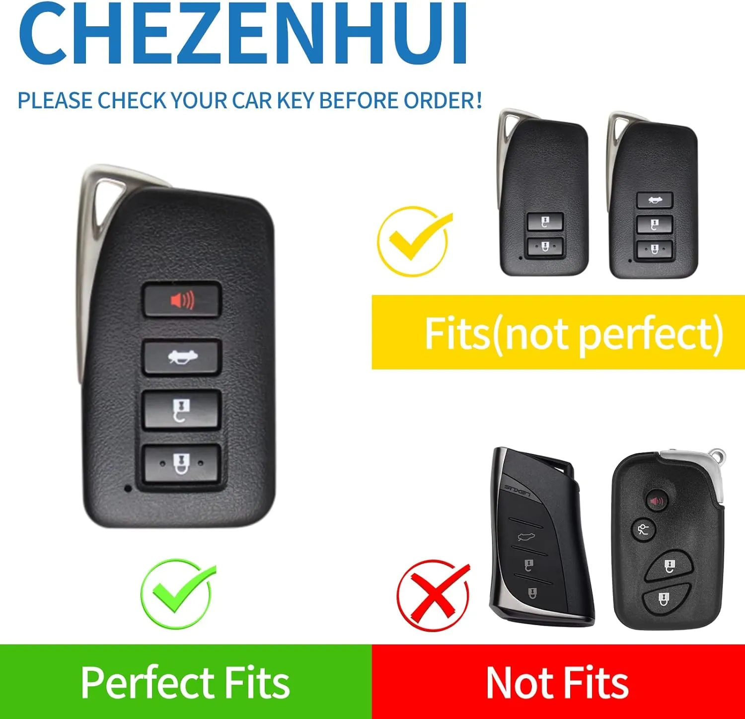Compatible with Lexus Key Fob Cover with Leather Lanyard, Car Key Case Shell Protection for Lexus RX is ES GS LS NX RS GX LX RC LC Smart Remote Control, Blue