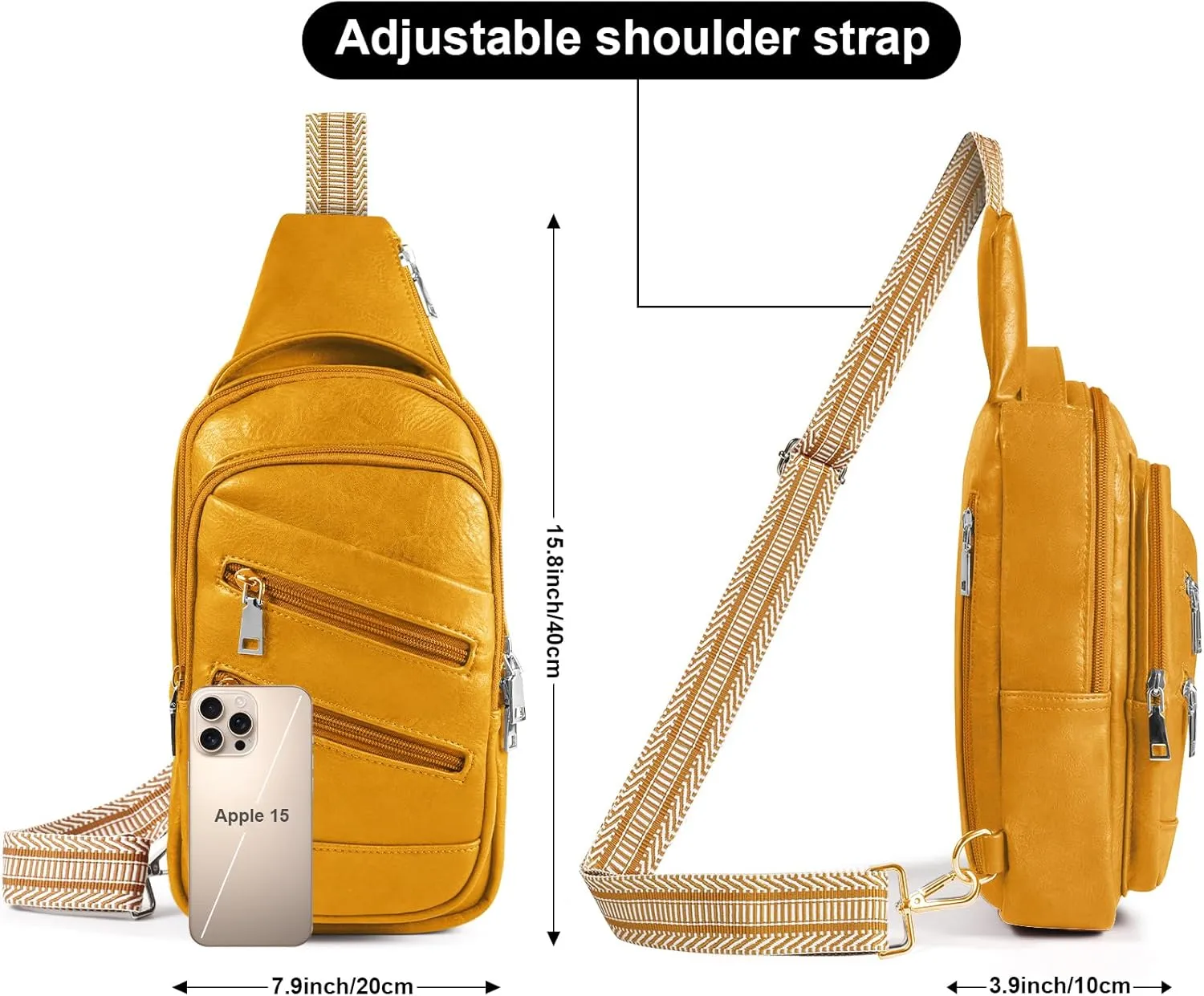 Conceal Carry Sling Bag - Virgan Leather Sling Backpack Fanny Pack Crossbody Chest Bags with Holster&Guitar Strap…