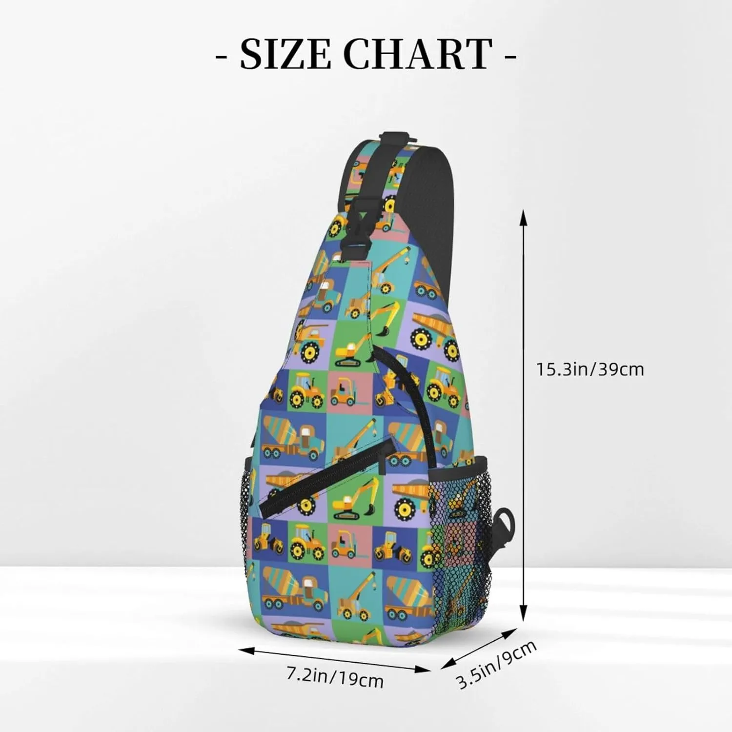 Construction Machinery Chest Sling Bag Crossbody Shoulder Backpack Bag Gym Cycling Daypack Travel Hiking Cross Bag
