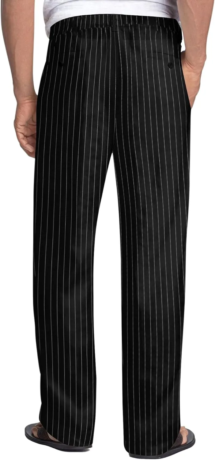 COOFANDY Men's Casual Linen Pants Elastic Waist Drawstring Beach Summer Pants Lightweight Linen Trousers