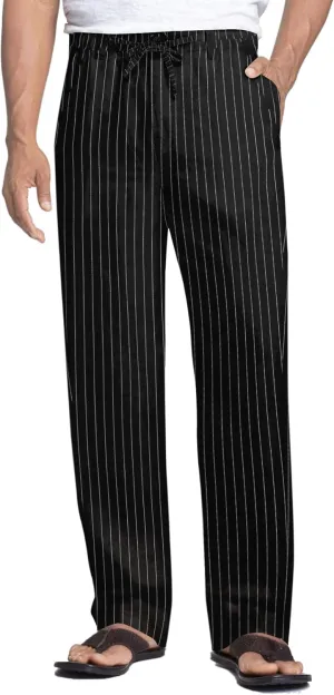 COOFANDY Men's Casual Linen Pants Elastic Waist Drawstring Beach Summer Pants Lightweight Linen Trousers